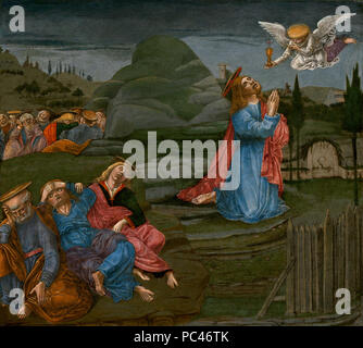 Pittura; tempera su Pannello; superficie dipinta: 42 x 46,7 cm (16 9/16 x 18 3/8 in.) in generale: 43,3 x 48 cm (17 1/16 x 18 7/8 in.) incorniciato: 59,7 x 283.2 x 5,4 cm (23 1/2 x 111 1/2 x 2 1/8 in.); 592 l'agonia nel giardino un26289 Foto Stock