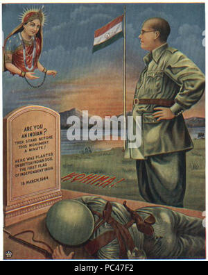 595 Il fallimento del 1944 attacco di Kohima, Nagaland, è in lutto da Netaji e un India celesti in catene Foto Stock