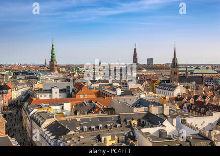 Copenhagen vista aerea dello skyline della città dalla torre rotonda, Copenhagen DANIMARCA Foto Stock