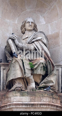 Bossuet da Jean Jacques Feuchere, Fontana dei sacri oratori, Place Saint Sulpice a Parigi, Francia Foto Stock