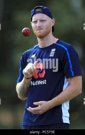 L'Inghilterra del Ben Stokes durante una sessione di reti a Edgbaston, Birmingham. Foto Stock