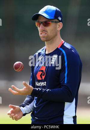 L'Inghilterra del martinetto Leach durante una sessione di reti a Edgbaston, Birmingham. Foto Stock