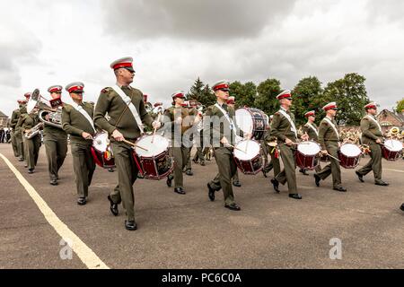 Edinburgh, Regno Unito. Il 1 agosto 2018. Gli artisti interpreti o esecutori al Royal Edinburgh Tattoo militare completato i loro preparativi finali per il 2018 Tattoo a Redford Caserma a Edimburgo. Credito: ricca di Dyson/Alamy Live News Foto Stock