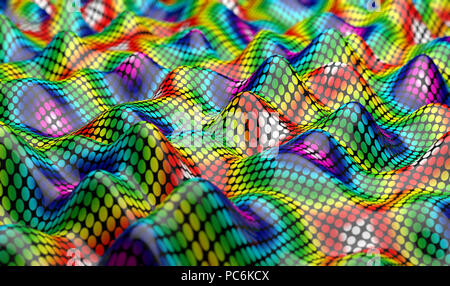 Onde e curl pattern con colori vivaci. Abstract sfondo colorato. 3d illustrazione Foto Stock