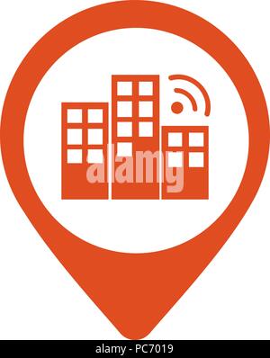 Città locator design template vettoriale. Il pin di mappe vettoriali di simbolo . Icona Gps vettore di design. Semplice design pulito il Gps locator logo vettore. Illustrazione Vettoriale