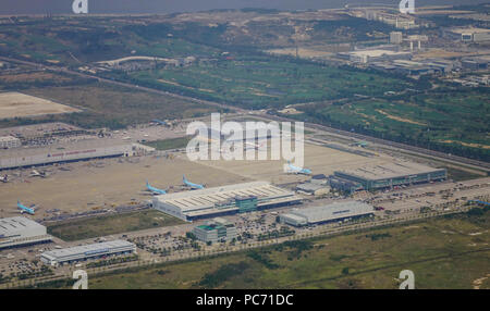 Jeju, Corea del Sud - Sep 21, 2016. Vista aerea di Jeju Airport (CJU). CJU è la seconda più grande aeroporto in Corea del Sud, appena dietro di Incheon. Foto Stock