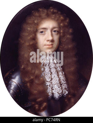 Edward Spragge (c. 1629 - 1673), ammiraglio di blu *acquerello *8.3 x 6.6 cm *circa 1665 180 Edward Spragge (c 1629 - 1673), ammiraglio del blu, da Pietro Croce Foto Stock