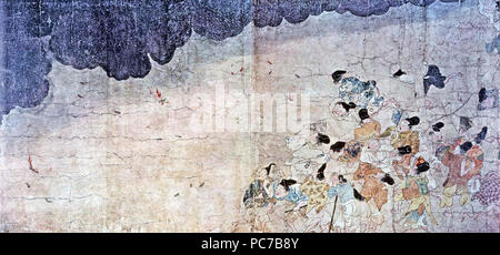 70 Ban Dainagon Ekotoba - Fire e persone Foto Stock