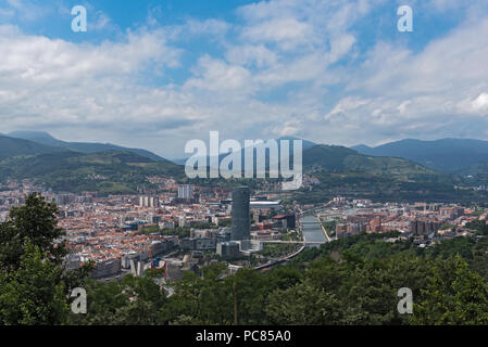Vista panoramica di Bilbao dal monte Artxanda. Foto Stock