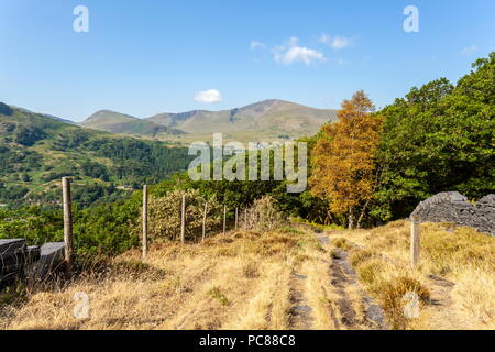 Una vista di Mynydd Eilio da disuso un piano inclinato in Dinorwic cava di ardesia Foto Stock