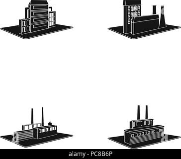 Nero,blast,edificio,azienda,chemistry,raccolta,azienda,complesso,Arricchimento,enterprise,attrezzature,factory,forno,icona,immagine,l'industria,isolato,isometrica logo,,manufactory,produzione,metallurgia,impianto,locali,produzione,riciclare,serbatoio,impostare,negozi,segno,struttura strutture,,il simbolo,torre,tromba,vettore,web vettori vettore , Illustrazione Vettoriale