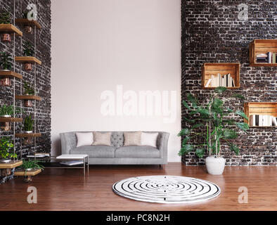 Soggiorno moderno, 3D render Foto Stock