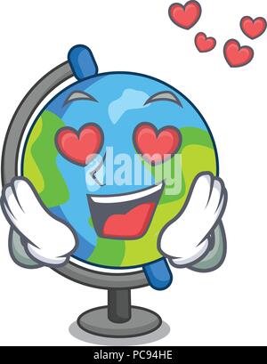 In amore mascotte del globo in stile cartone animato Illustrazione Vettoriale