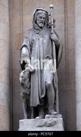 Saint Roch, statua sul portale della chiesa di Saint Roch a Parigi, Francia Foto Stock