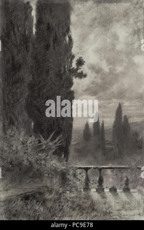 15 Brioschi Othmar - Terrasse der Villa d'Este a Tivoli Foto Stock