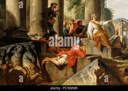 465 Pannini - Caprice architectural avec prédicateur dans des ruines romaines 02 Foto Stock