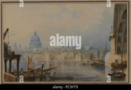 Agasse la cathédrale San Paolo à Londres, vue du pont de Southwark 1823. Foto Stock