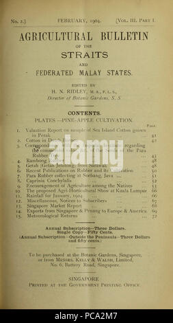 Bollettino agricolo dello stretto e Federated Malay membri. Nuova serie Foto Stock