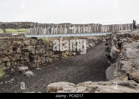 Vista della zona a ponte tra i continenti in Islanda Foto Stock