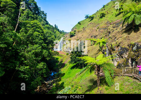 Bellissima valle Achada, Isola di Sao Miguel, Azzorre, Portogallo, Atlantico, Europa Foto Stock