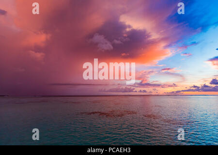 Lo splendido paesaggio Rangali Island, Maldive, Oceano Indiano, Asia Foto Stock