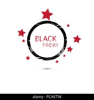 Venerdì nero vendita icona segno. Offerta speciale simbolo con ombra e di confine e stelle e glitch. Vettore Illustrazione Vettoriale