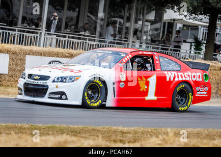 2014 Chevrolet SS NASCAR con autista Vi Spencer al 2018 Goodwood Festival of Speed, Sussex, Regno Unito. Foto Stock