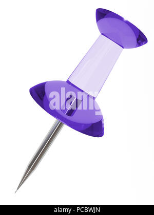 Viola trasparenti push-pin, rendering 3D Foto Stock