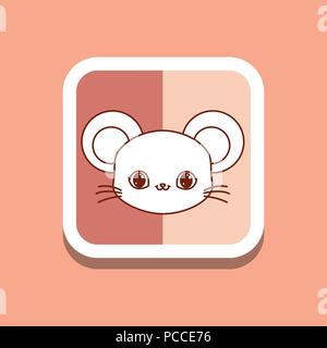 Decorativa cornice quadrata con graziosi icona del mouse su sfondo arancione, design colorato. illustrazione vettoriale Illustrazione Vettoriale