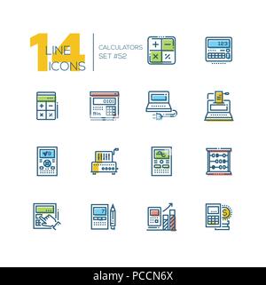 Calcolatrici - linea di moderno design set di icone Illustrazione Vettoriale
