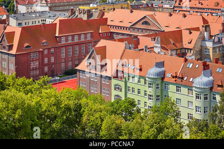 Szczecin panorama urbano in una giornata di sole, Polonia. Foto Stock