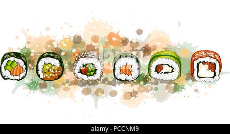 Il cibo giapponese menu set vegetariano Illustrazione Vettoriale