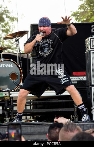 Mansfield, Ohio, 15 luglio, 2018. Tendenze suicidarie in scena a Inkarceration Fest 2018. Credito: Ken Howard/Alamy Foto Stock