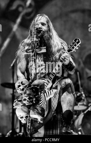 Mansfield, Ohio, 15 luglio, 2018. Zakk Wylde, Black Label Society presso Inkarceration Fest 2018. Credito: Ken Howard/Alamy Foto Stock