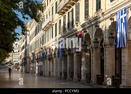 Liston square nell isola di Corfù, Grecia. Foto Stock