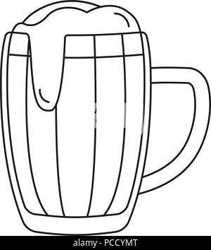 Line art in bianco e nero boccale di birra Illustrazione Vettoriale