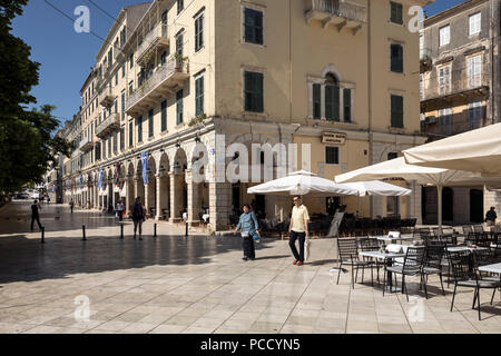 Liston square nell isola di Corfù, Grecia. Foto Stock