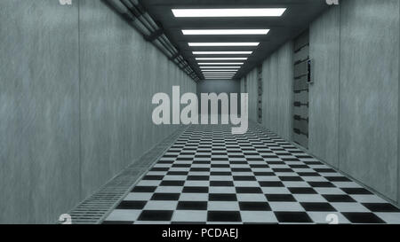 3D render interno e il futuristico design di architettura Foto Stock