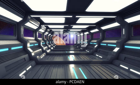 3D render interno e il futuristico design di architettura Foto Stock