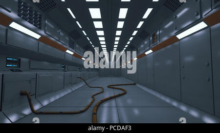 3D Render. Il futuristico design interno per la visione di film o di uno sfondo Foto Stock