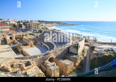Anfiteatro della città romana di Tarraco, ora Tarragona. Fu costruito nel II secolo D.C. Foto Stock