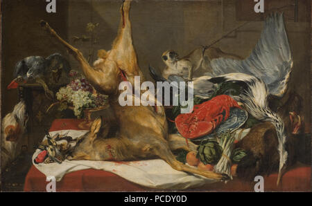 83 ancora in vita con gioco morti, una scimmia, un pappagallo e un cane (Frans Snyders) - Nationalmuseum - 17640 Foto Stock