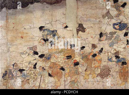 70 Ban Dainagon Ekotoba - Fire e persone C Foto Stock