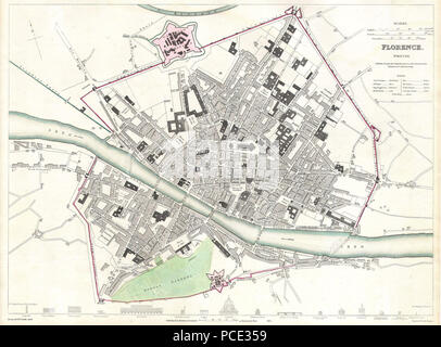 7 1835 S.D.U.K. Mappa della città o il piano di Firenze o Firenze, Italia - Geographicus - Firenze-SDUK-1835 Foto Stock