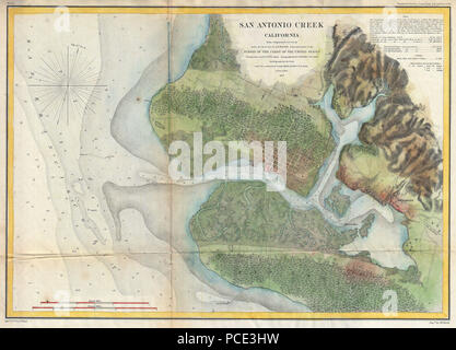 9 1857 U.S. Sondaggio sulla costa Mappa di San Antonio Creek e di Oakland, California (vicino a San Francisco) - Geographicus - SanAntonioCreek-uscs-1857 Foto Stock