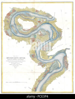 9 1864 U.S.C.S. Grafico del fiume Mississippi Grand Golfo di nuovo Cartago (Jefferson Davis Plantation) - Geographicus - MissRive2Col-USCS-1864 Foto Stock