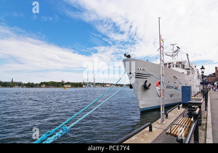 Stoccolma, Svezia - Luglio 11, 2018: barca MS Hotel Birger Jarl a Stadsgardskajen sulla luglio 11, 2018 a Stoccolma, Svezia. Foto Stock