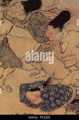 70 Ban Dainagon Ekotoba - Fire e persone e Foto Stock