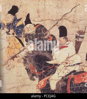 70 Ban Dainagon Ekotoba - persone in armi Foto Stock