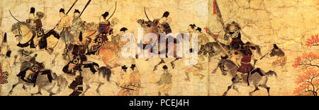 70 Ban Dainagon Ekotoba - persone su cavalli Foto Stock